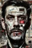 Placeholder: Ultra detailed medium portrait painting of a tired man, zoomed in on the lines on his face, unshaved, worried look, suicidal, broken, torn up collage of clippings, broken circuitry background, matrix effects, punk visual art, punk art aesthetic, graffiti art, pop surrealism, collage art, cluttered paint glitches