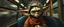 Placeholder: master oil painting by Rembrandt, scary ai sami gremlin woman on buss , motion blur background