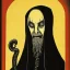 Placeholder: Nosferatu with a fleshy tentacle beard and leech mouth as a Russian Orthodox