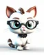 Placeholder: cute Chibi 3d Cat in a t-shirt design, vector art, white background, in the style of Disney animation, white background