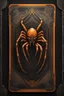 Placeholder: sacred geometry framed playing card, black and orange minotaur spider with shadows boss card in the style of Giger and fallout 4 ,,bokeh like f/0.8, tilt-shift lens 8k, high detail, smooth render, down-light, unreal engine