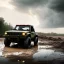 Placeholder: hyperrealistic shot, muddy military toy truck, monotone color palette, sharp focus, puddle reflection, tire mud splash, refraction, mist on the horizon, lightning, shadowcast, detailed and intricate, cinematic composition, micro, tilt shift photography