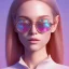 Placeholder: isometric clean art of super cute nerd girl wearing shades, full wet lips, soft lighting, overcast shadows, soft pastel gradients, high definition, 3d icon clay render, blender 3d, studio lighting, god rays, octane render, unreal engine 5