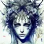 Placeholder: singer Danish MØ face,Style Yoji Shinkawa, watercolor illustration , Dryad, plants, wildflower,