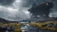 Placeholder: girl in Death Stranding: Timefall Storm: A landscape ravaged by timefall, where rain ages objects rapidly and creates bizarre and dangerous phenomena. with many details,