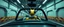 Placeholder: car driving happy 2d insect anime man in the style of Escher and Giger and Fallout 4, pinhole cam, airbrush 3d rendering, on tv screen:A five-second cinematic single take in a clean industrial presentation hall.