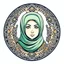 Placeholder: anime Only the face Muslim Pretty impressive women inside a circular frame,Portrait image,professional look