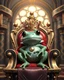 Placeholder: The King Style photography art King cute, slime, frog with crown and a mini cape On its back sitting on his throne,in luxury royal castle