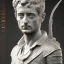 Placeholder: Statue Elijah wood, Rome style sculpture, full body,