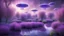 Placeholder: purple ethereal willow leaves garden, iridescent ufos flying