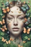 Placeholder: rostro de mujer en primer plano rodeada de mariposas y treboles