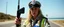 Placeholder: Saruman from LOTR as female bay watch traffic cop