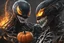 Placeholder: venom machine with fire pumpkin head in nier automata artstyle, halloween them, close picture, fantasy world, intricate details, highly detailed, high details, detailed portrait, masterpiece,ultra detailed, ultra quality