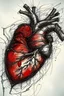 Placeholder: Plano detalle de un corazón rojo latiendo fuerte en un cuerpo sin vida de estilo impresionista