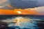 Placeholder: seascape with sunset by Chris bushe with thick oil and palette knife