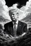 Placeholder: trump justinsun ethereum battle in the trenches seeing the future in the style of surrealism black and white
