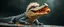 Placeholder: crocodile dog with fluffy hair, doing dog things and eating hot dogs