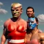 Placeholder: Realistic image of Donald trump wrestler, Mexican wrestling style, Mexican wrestling mask for eyes, red and blue breeches, glow us flag dress, suspenders, retro style, 80s, vibrant color, highly detailed, sky background, concept art, unreal engine 5, god rays, ray tracing, RTX, lumen lighting, ultra detail, volumetric lighting, 3d, finely drawn, high definition, high resolution.