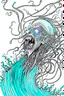 Placeholder: inked, shaded, and crosshatched colorless illustration of a malevolent shape shifting female Funayurei water ghost with highly detailed facial features and skin textures, in the style of Alex Pardee , Jean Giraud Moebius, and Katsushika Hokusai, highly detailed, boldly inked,