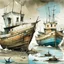 Placeholder: abandoned boats, Fiona Staples , Yves Tanguy