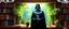 Placeholder: darth vader as a librarian in bright garden , pinhole cam, airbrush 3d rendering, in the style of John Atkinson Grimshaw , torn edges on border