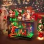 Placeholder: miniature christmas scene arcade games dark room