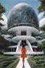 Placeholder: Bernard Tschumi, Katsuhiro Otomo, Surreal, mysterious, strange, fantastical, fantasy, Sci-fi, Japanese anime, architecture, mathematics, philosophy, urban development/design, natural history, physics, numerology, art/literature, industry, technology Dymaxion Dome, miniskirt beautiful girl, perfect voluminous body, detailed masterpiece full colours