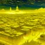 Placeholder: A light yellow shining city at night designed in ancient Egyptian hieroglyphics painted by Zosan