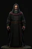 Placeholder: russian monk for a horror , 3d model for a videogame, template, full-length, front face, model, 3d