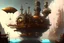 Placeholder: make a beatiful steampunk background of a floating city