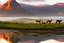 Placeholder: alpacas, peru, mountains, reflection, mist, sunrise