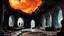 Placeholder: deconstructed interior with figures, (conception ), black walls, one point perspective, close up, rich colors, by HR Giger and Paul Lehr and Bruce Pennington and Stephan Martiniere and Lina Main Rubin and Pascal Blanché and Bastien Lecouffe Deharme