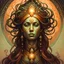 Placeholder: create a haunted female disembodied spirit with highly detailed, sharply lined facial features, , finely drawn, boldly inked, in soft ethereal colors, otherworldly, celestial, and beautiful in the style of Peter Mohrbacher