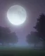 Placeholder: Landscape at night trees in the mist with moon in the background