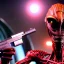 Placeholder: Alien creature from mars holding a gun