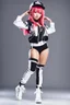 Placeholder: a cute full body shot of anime adult lady wearing hip hop dance clothes standing