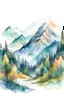 Placeholder: T-shirt design, watercolor painting of trees and mountains, a painting environmental art, detailed painting, painterly, artwork