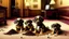 Placeholder: indian hotel front desk with dirty puppies pooping all over the carpet