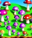 Placeholder: A small and colourful mushroom village, medevil fantasy