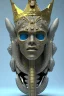 Placeholder: Aztec male African Egyptian alien, cracks in the voodoo head, wicked, eyes, crown, Elephant, 8k, finely detailed, photo realistic, tiger turquoise skull head gold dragon space alien snow skeleton gold hornytoad silver crown silver eyes