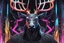Placeholder: Shadow symbiote in 8k realistic anime drawing style, neon crystal antlers deer, human model, close picture, Deer them, intricate details, highly detailed, high details, detailed portrait, masterpiece,ultra detailed, ultra quality