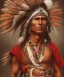 Placeholder: Guaicaipuro, native american, Muscular warrior, three red feathers headband, holding spear