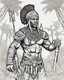 Placeholder: Outline art for coloring pages with Shaka Zulu , white background, sketch style, only use black outline, white background, no shadows and well and clear outline , white background, sketch style, only use black outline, white background, no shadows and well and clear outline