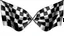 Placeholder: 2 checkered flags crossed , black and white vector