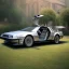 Placeholder: White marble statue delorean, full body, full of details, realistic, Rome sculpture style,bokeh, hight definition, 8k, symmetric face, perfect eyes