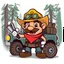 Placeholder: retro cartoon company mascot of a vehicle mechanic with a hint of forest ranger