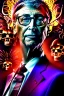 Placeholder: A portrait post-apocalypse of Bill Gates ,sin city, transgender ,beauty , paranormal,eatheral,realistic,sharp,urple,red,fire,adorable,armaggedon,deep colours ,fire,purple,red,gold,dark,cinamatic,fantasy,demon,hell,sci-fi fantasy style, volumetric lighting, particales,highly detailed,cinamatic,ignore NSFW , masterpiece, best quality, black skinned, sparkling eyes, sun light, 8K, high contrast, high contrast, realistic details, 24mm by Michelangelo ,high body details, perfect face details.