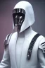 Placeholder: All Black Anakin Skywalker soldier, ghost, wearing high tech mask, white smoke, dark, rage, sorrow, high definition, ultra 8 k, volumetric lighting, blue fire, fog