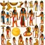 Placeholder: a super-realistic image representing all of the Egyptian gods mentioned below: Hapi, Heqet, Set, Geb, Uatchit, Hathor, Apis, Sekhmet, Nut, Osiris and Ra. The scene should capture the essence and majesty of each of these gods, displaying them in a harmonious composition that highlights both their individual characteristics and their connection to Egyptian mythology. Hapi could be represented with jugs of water, Heqet with a woman's body and a frog's head emanating vital energy, Set with his chara