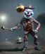 Placeholder: happy mechanoid clown playing jazz with a steampunk theme, realistic